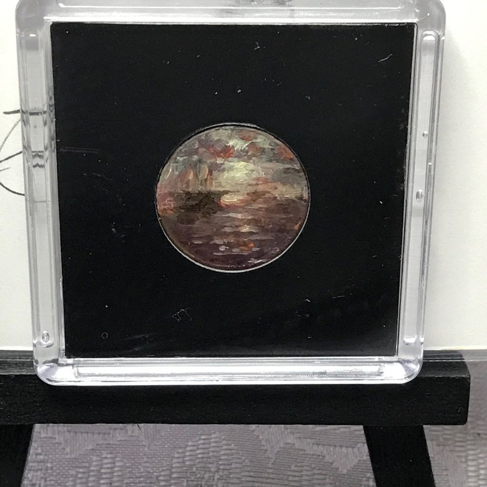 Schooner oil painting original ship seascape on penny miniature coin artwork